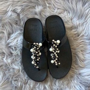 FitFlop Women's Deco Leather Toe-Thong Sandals 5 M